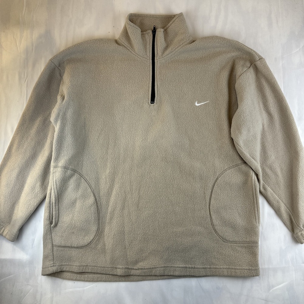 Nike Fleece Jacket Beige Pullover Size XL